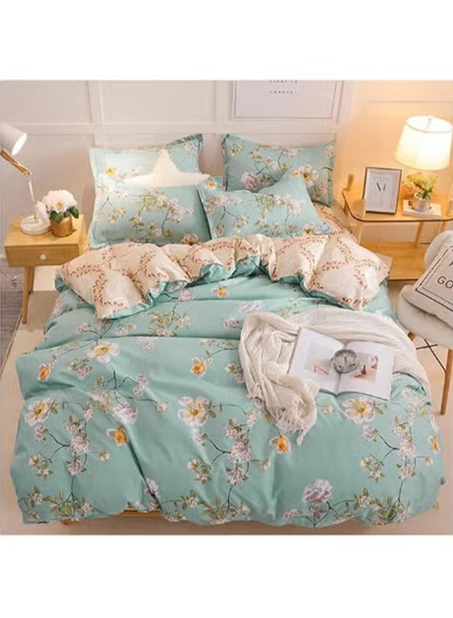 LEXIN 4-Piece Queen Size Bedding Duvet Cover Set 200x230cm Floral Design Soft Cotton For Bedroom (Does Not Include Insert) - Image 1